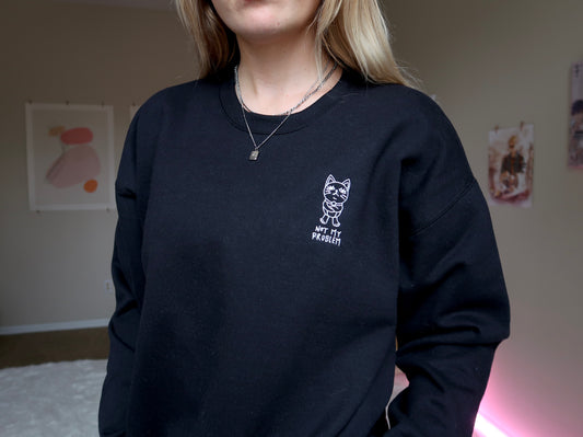 Cat Granny Derpy Embroidered Sweatshirt