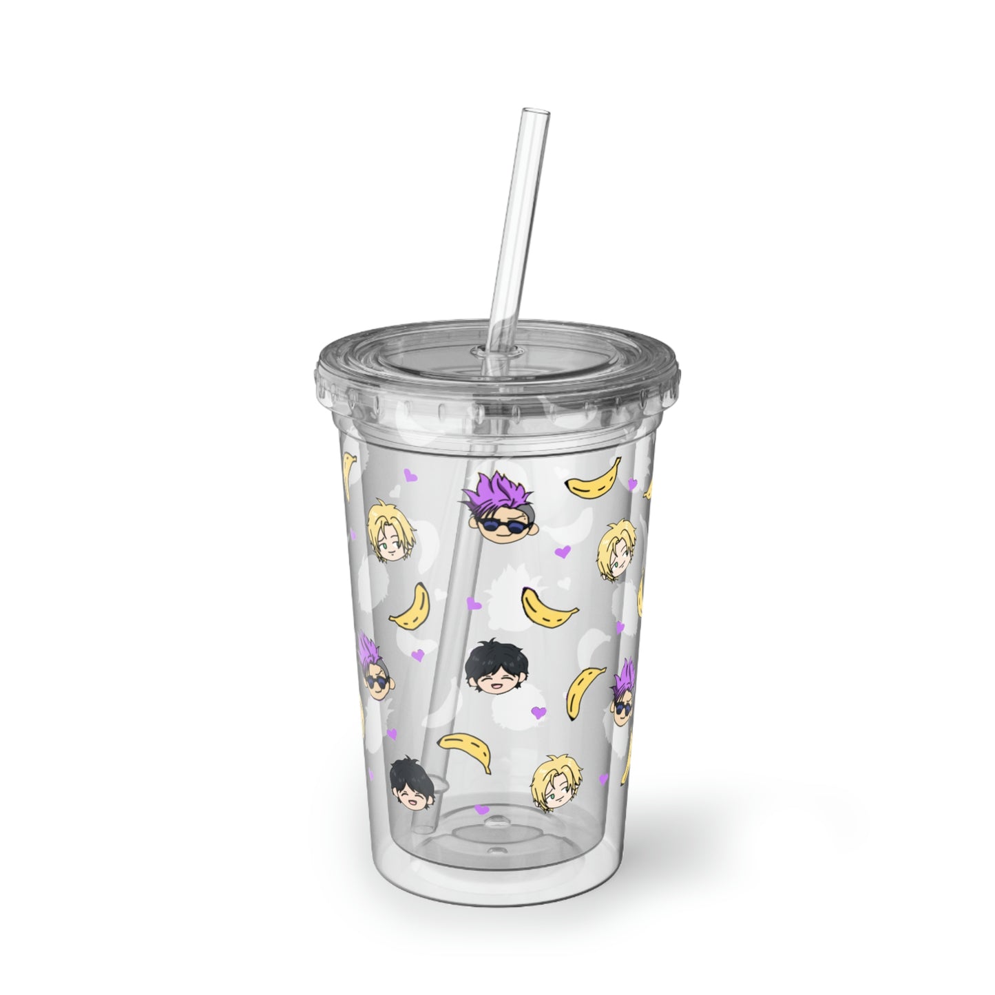 Chibi Bananas Acrylic Tumbler with Straw