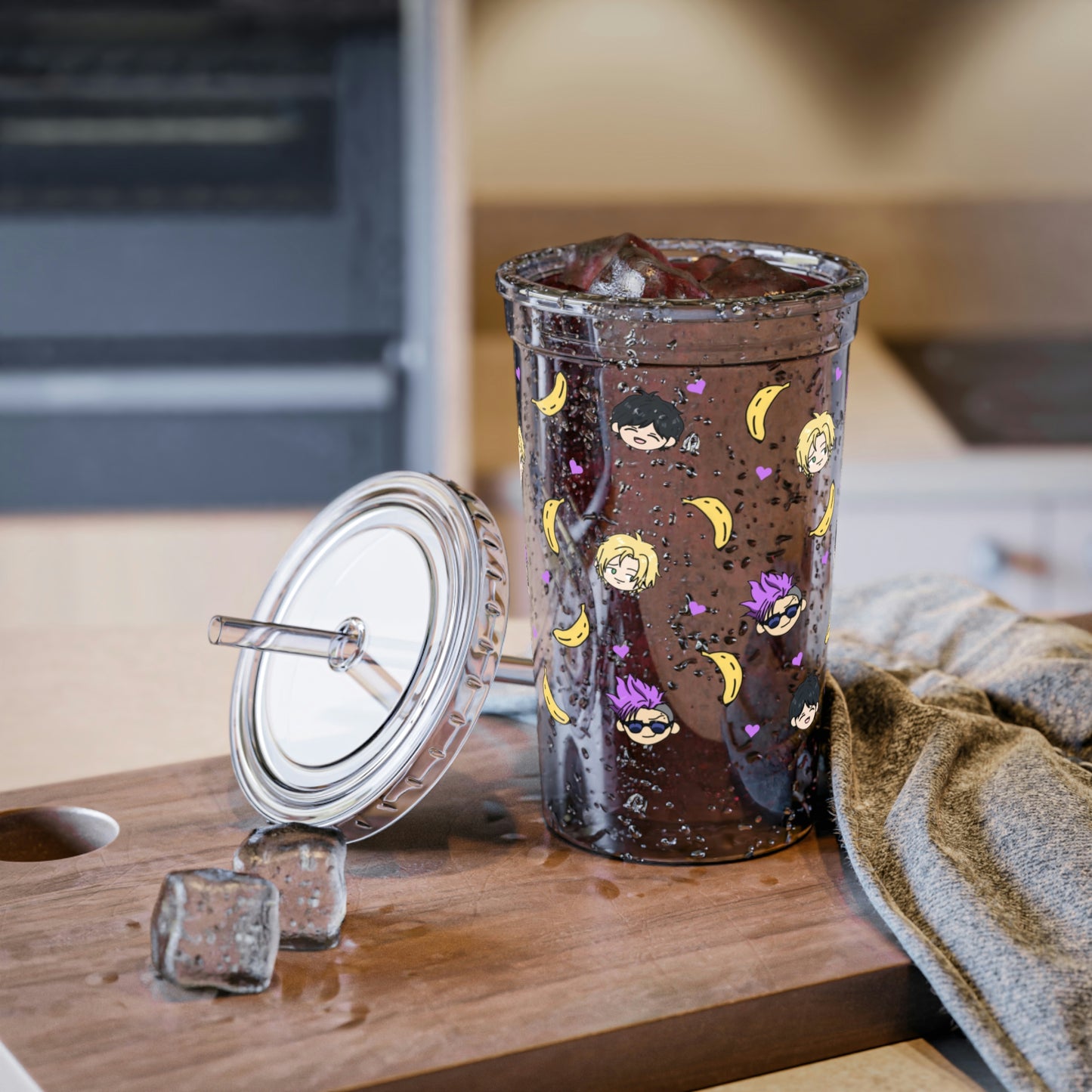Chibi Bananas Acrylic Tumbler with Straw