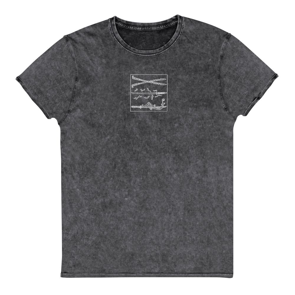Embroidered Katanas Denim T-Shirt