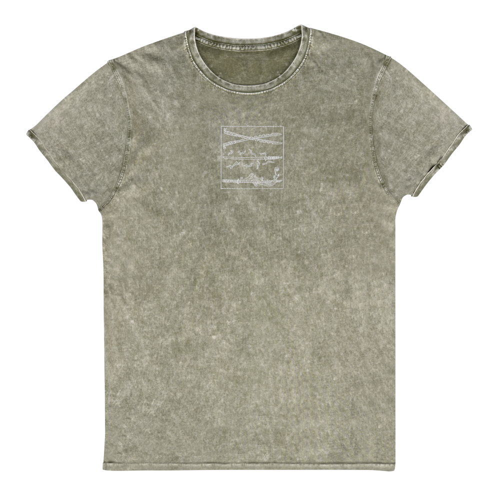 Embroidered Katanas Denim T-Shirt