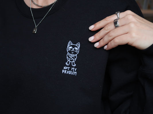 Cat Granny Derpy Embroidered Sweatshirt