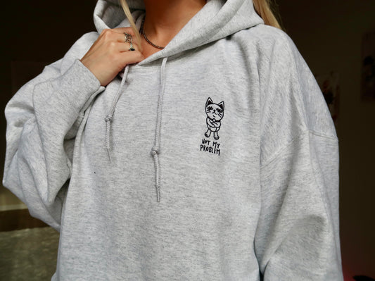 Cat Granny Derpy Embroidered Hoodie