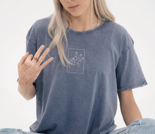 Ghoul Hand Denim T-Shirt (Embroidered)