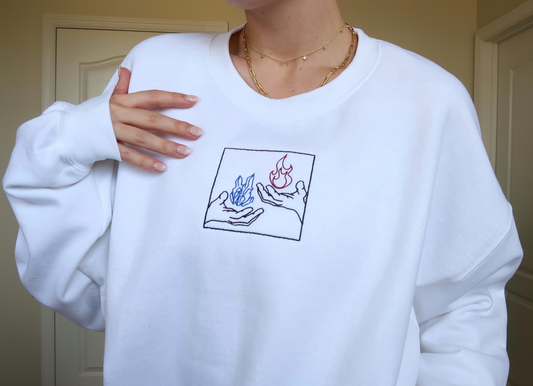 Half N Half Embroidered Hands Sweatshirt